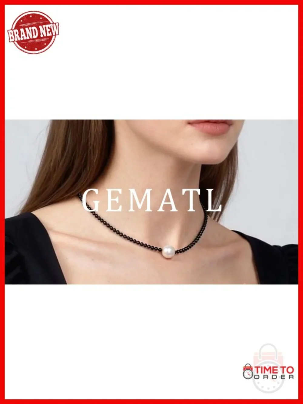 Single Freshwater Pearl Choker Necklace - Dainty Hematite Beaded Pendant 16-18